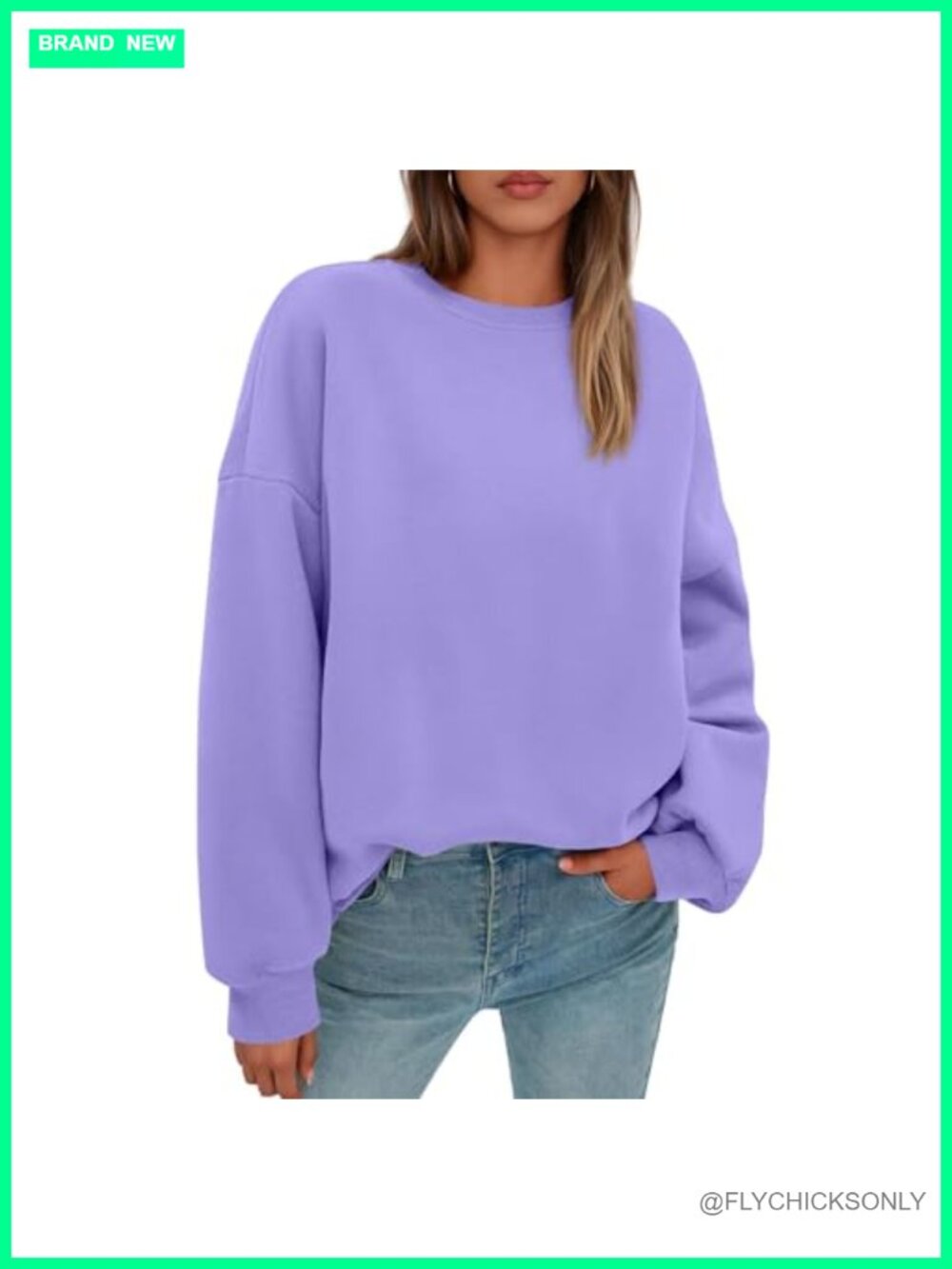 Oversized Crewneck Sweatshirt Women Fleece Pullover Loose Fit